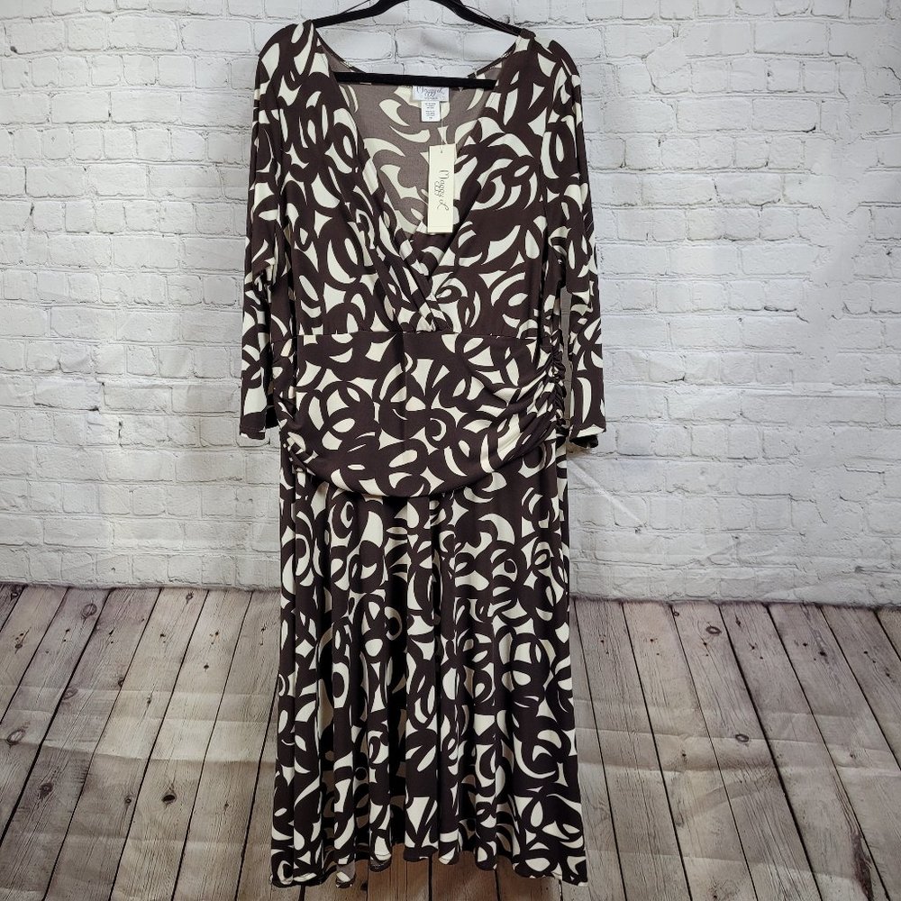 Maggy L Women, Abstract Print Dress Ruched Sides